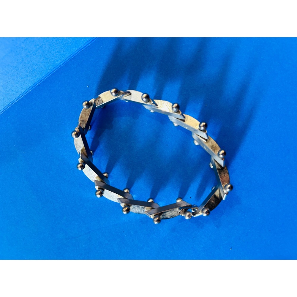 Link Bracelet Unisex OS Silver Excellent Industrial Geometric Metal